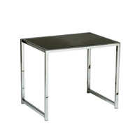 Table de bout avec cadre en chrome et dessus en verre noir-Avec dessus en verre trempé noir