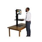 Victor High Rise Manual Single Monitor Standing Desk (DC300)-Heavy-duty steel base and laminated wood surface for durability