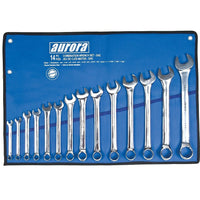 Aurora Tools Combination Wrench Set, S.A.E., 14-Piece-Chrome vanadium steel for strength and durability