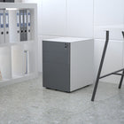 Flash Furniture Modern 3-Drawer Locking Letter/Legal Mobile Filing Cabinet with Anti-Tilt Mechanism - White-Utility Drawers: 13"W x 18.75"D x 2.75"H; File Drawer: 13"W x 18.75"D x 9.75"H