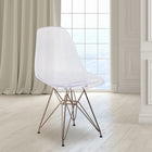 Flash Furniture Elon Series Ghost Chair with Gold Metal Base - 2 Pack-Adjustable Floor Glides