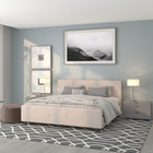 Flash Furniture Tribeca King Size Tufted Upholstered Platform Bed - Beige Fabric-Beige Fabric Upholstery
