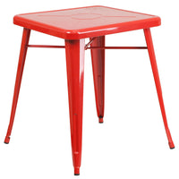 Flash Furniture 24'' Square Metal Indoor/Outdoor Table, Red (CH3133029RED)-Red/Metal, Rubber