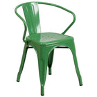 Flash Furniture 31.5'' x 63'' Rectangular Green Metal Indoor-Outdoor Table Set with 6 Arm Chairs (ET-CT005-6-70-GN-GG)-ANSI BIFMA Certified