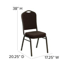 Flash Furniture HERCULES Series Crown Back Stacking Banquet Chair in Brown Patterned Fabric - Gold Vein Frame-2.5'' Thick Seat Cushion