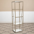 Flash Furniture Mar Vista Collection Glass Storage Shelf with Matte Gold Frame-Height Between Shelves: 14.5''H