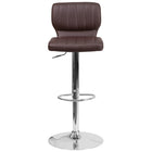 Flash Furniture Contemporary Brown Vinyl Adjustable Height Barstool with Vertical Stitch Back & Chrome Base-Contemporary Style Stool