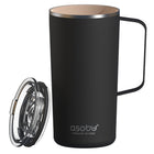 ASOBU Puramic Tower Mug - 20 oz - Black-Slider lock lid