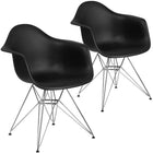 Flash Furniture Alonza Series Plastic Chairs with Chrome Base - Black - 2 Pack-Transparent Crystal Finish