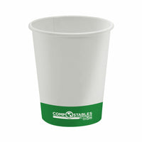 Globe Commercial Products 12 oz Single Wall Hot/Cold Compostable Paper Cup - 1000 Pack-12 oz White and Green Single Wall Hot/Cold Cup