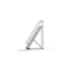 Tri-Arc Manufacturing Aluminum Rolling Ladder, Step Width: 24", Step Type: Serrated, No. of Steps: 12 (WLAR112245)-No. of Steps: 12