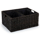 Truu Design Braided Grass Storage Basket, Set of 3, 15.5 x 7 inches, Black-Ideal for storing towels, clothes, toys, and other household items