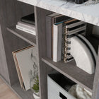 Sauder East Rock Accent Storage with Door - Ashen Oak-Ashen Oak finish with high-wear DuraGraph faux white marble accent