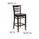 Flash Furniture HERCULES Series Ladder Back Walnut Wood Restaurant Barstool-Footrest
