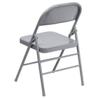 Flash Furniture HERCULES Series Triple Braced & Double-Hinged Grey Metal Folding Chair-Riveted Steel Components