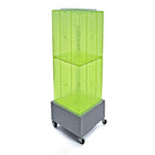 Azar Displays 40" x 14" x 14" Wheeled 4-Sided Interlocking Pegboard Floor Display, Green (701415-GRE)-Sign holder strip is included