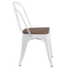 Flash Furniture Metal Stackable Chair with Wood Seat - White-Stack Quantity: 8
