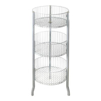 Azar Displays 3-Tier Large Round Wire Dump Bin, White, 45" (300703)-Dimensions: 45"H x 18" Diameter