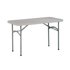 Staples Banquet Table with Folding Legs, 48", Light Grey-Stain resistant to coffee or spills; surface wipes clean with a damp cloth