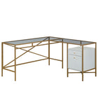 Sauder 59"W Harper Heights L-Desk - White-Spacious work surface for laptop, notepads, lamp, etc