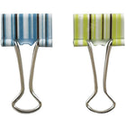 JAM Paper Fashion Design Binder Clips, Small, 19mm, Green and Blue Binderclips with Stripes, 3 packs of 10 (336128839g)-10 Binder Clips per Pack