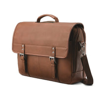 Samsonite Classic Leather Flapoverover 15.6", Cognac-Cognac, Top Grain Leather