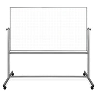 Luxor Mobile Magnetic Double-Sided Ghost Grid Whiteboard, 72" x 40"-72" x 40" whiteboard with 2" x 2" ghost grid pattern