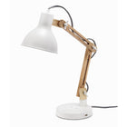 Sully Wood & Metal Lamp - White -Desk Lamp With Wireless Charger