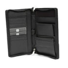 Ashlin Leather 2-Piece La Padula Ticket Wallet with Separate Passport Cover, Black-Two piece product, with removable passport cover