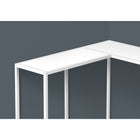 Monarch Specialties 2160 Accent Table - 36"L/White/White Corner Console-Slender yet sturdy white metal frame provides support