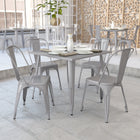 Flash Furniture 35.5" Square Silver Metal Indoor-Outdoor Table-Smooth Top with 1.25" Thick Edge