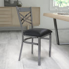 Flash Furniture HERCULES Series Clear Coated "X" Back Metal Restaurant Chair - Black Vinyl Seat-Welded Joint Assembly