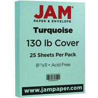 JAM Paper Matte Cardstock, 8.5" x 11", 130 lb. Turquoise, 25 Pack (296131624)-Turquoise Cardstock/Cover