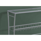 Monarch Specialties 2128 Accent Table - 42"L/Silver /Tempered Glass Hall Console-Stylish, slightly curved silver metal legs