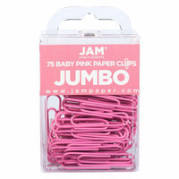 JAM Paper Colored Jumbo 2" Paper Clips - Pink - 2 Packs of 75-Color: Pink