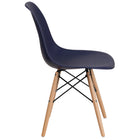 Flash Furniture Elon Series Navy Plastic Chairs with Wooden Legsase-Navy Plastic Finish