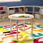 Flash Furniture Bright Beginnings 33" Round Commercial Grade Wooden Adjustable Height Classroom Activity Table - Beech-Greenguard Certified Engineered Wood Table Top in Beech