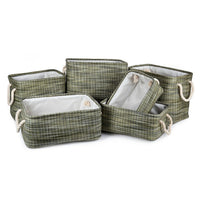 Truu Design Rectangular Storage Baskets, Set of 6, 15.5 x 14 x 12 inches, Green-Dimension: XXL -15.5 x 18 / XL: 14" x 16" / L: 12.5" x 13.5" / S: 16" x 7.5" x 11" / XS: 14" x 7" x 10" / XXS: 12.5" x 6.5" x 8.5" (L x H x W)