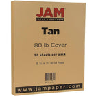 JAM Paper Matte Cardstock, 8.5 x 11, 80lb Light Brown Tan, 50/Pack (16729211)-Colour: Tan