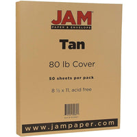 JAM Paper Matte Cardstock, 8.5 x 11, 80lb Light Brown Tan, 50/Pack (16729211)-Colour: Tan
