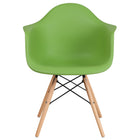 Flash Furniture Alonza Series Plastic Chairs with Wooden Legs - Green - 2 Pack-Set of 2 Accent Side Chairs