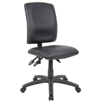 Nicer Furniture Ergonomic Polyurethane Task Chair – Black-Mid-back height desk chair with a simple design