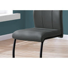 Monarch Specialties 1124 Dining Chair - Grey Leather-Look/Metal - 2 Pack-The dining room chairs boast cushioned seats to allow you to dine in comfort 