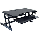 Rocelco Easy-Lift Adjustable Height Sit Stand Desk Riser with Active Standing Mat, Black (EADRASMB)-Staggered height between keyboard and monitor keeps monitor at proper height to prevent neck strain without manual adjustments sitting or standing, keyboard tray extends for optimum comfort