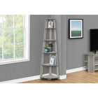 Monarch Specialties 2433 72"H Bookcase - Industrial Grey Corner Accent Etagere-The bookshelf fits in the corner like a charm; 5 fixed tray style shelves in a thick panel construction are perfect for books and other decor items
