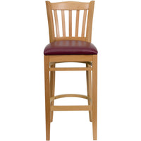 Flash Furniture HERCULES Vertical Slat Back Walnut Wood Restaurant Barstool - Burgundy Vinyl Seat - 2 Pack-Set of 2 Wood Dining Bar Stools