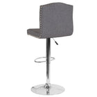 Flash Furniture Bellagio Contemporary Adjustable Height Barstool with Accent Nail Trim - Dark Grey Fabric - 2 Pack-CA117 Fire Retardant Foam