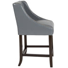 Flash Furniture Carmel Series 24" High Transitional Tufted Walnut Counter Height Stool - Light Grey LeatherSoft-Light Grey LeatherSoft Upholstery