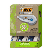 BIC ECOlutions Wite-Out Brand Correction Tape - 6 Meters - 10 Pack-One package contains 10 BIC Wite-Out Brand correction tape dispensers with 6 meters of tape each