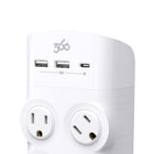 360 Electrical Revolve45 4-Outlet Rotating 45W Surge Protector - White-1080 Joules of surge protection safeguards all your electronics